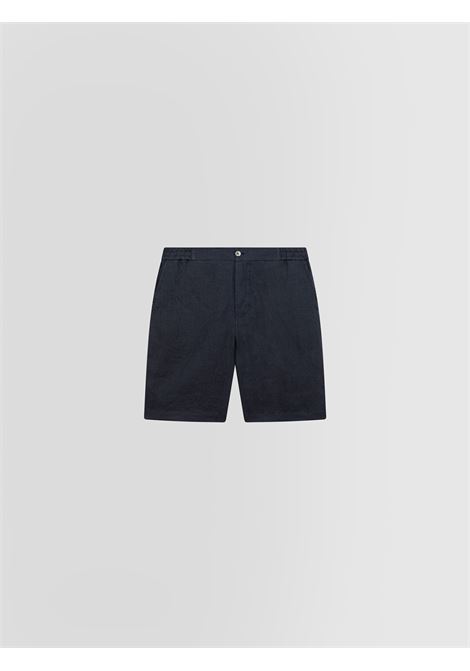 Alpha Studio bermuda in tela di lino blu con vita elasticizzata ALPHA STUDIO | Bermuda | AU-5373Q1001